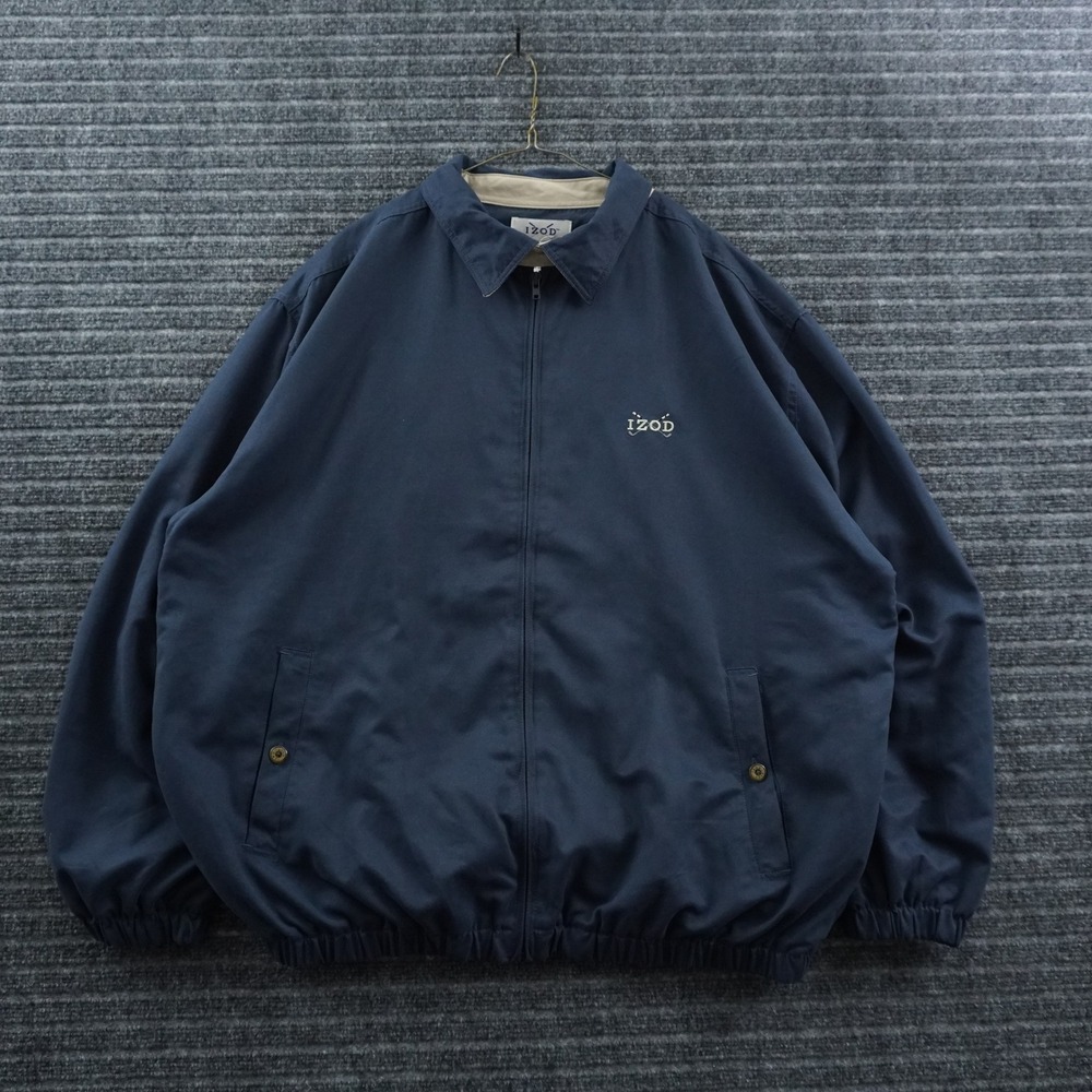 IZOD Harrington Jacket Mens Large Navy Blue Vintage Golf Windbreaker
